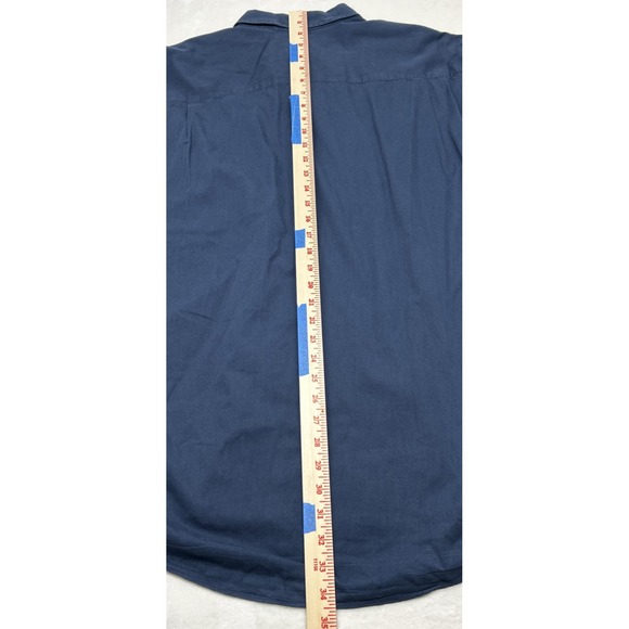 Burberry Long Men's XL Plaid Flip Cuff Navy Blue Button Down Shirt - Picture 6 of 10